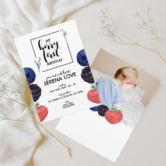 Invitation Berry First | 1er anniversaire | Berry mixte | Bla