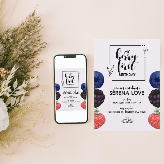 Invitation Berry First | 1er anniversaire | Berry mixte | Vio