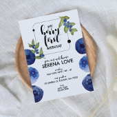 Invitation Berry First | 1er anniversaire | Blueberry | Bleu