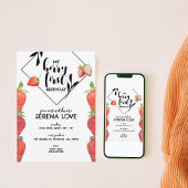 Invitation Berry First | 1er anniversaire | fraise | Blanc