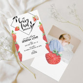 Invitation Berry First | 1er anniversaire | fraise | Blanc