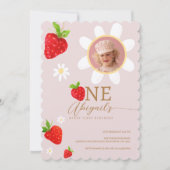 Invitation Berry First 1st Strawberry Birthday Photo (Devant)