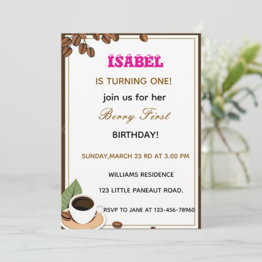Invitation Berry First anniversaire (Debout devant)
