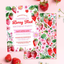 Berry First Bird Watercolor Fraises
