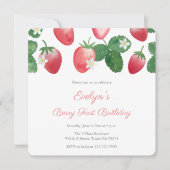 Invitation Berry First Birday Party Strawberries (Devant)