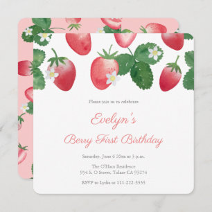 Invitation Berry First Birday Party Strawberries