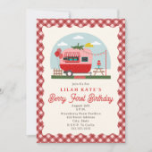 Invitation Berry First Birday Strawberry Camper (Devant)