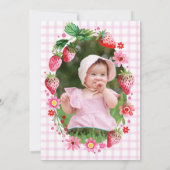 Invitation Berry First Birday Watercolor Strawberries Photo (Dos)