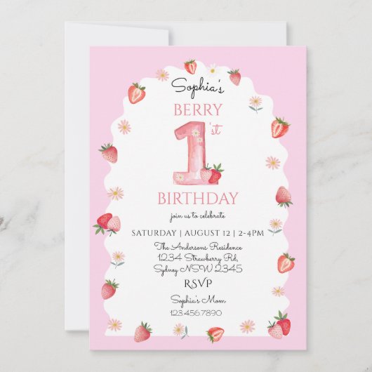Invitation Berry First Birthday (Devant)
