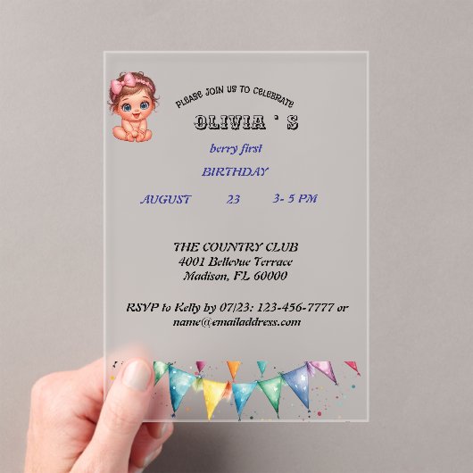 Invitation Berry First Birthday (In situ (ordinateur de poche))