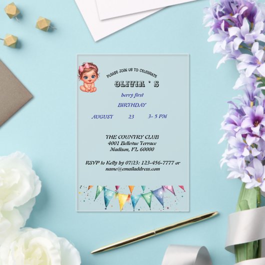 Invitation Berry First Birthday (Insitu (Mariage))