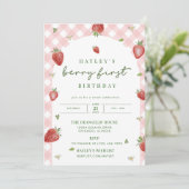 Invitation Berry First Birthday (Debout devant)