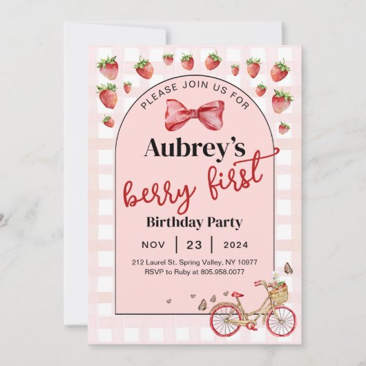 Invitation Berry First Birthday (Devant)