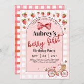 Invitation Berry First Birthday (Devant / Derrière)