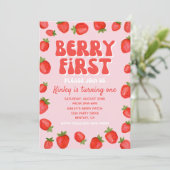 Invitation Berry First Birthday | fraise (Debout devant)