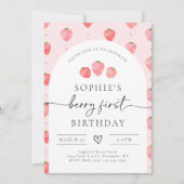 Invitation Berry First Birthday | fraise (Devant)