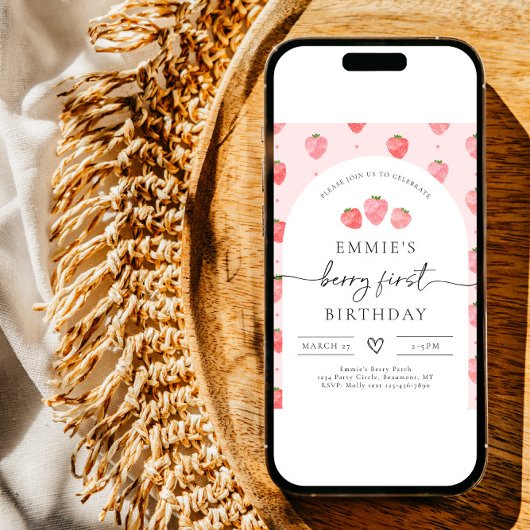 Invitation Berry First Birthday | fraise