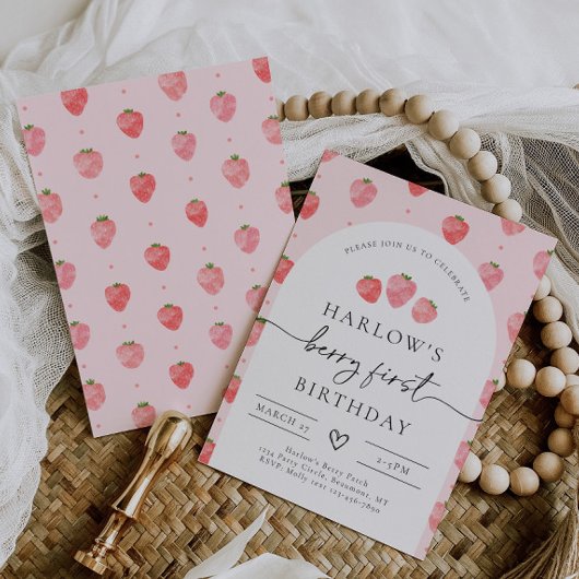 Invitation Berry First Birthday | fraise