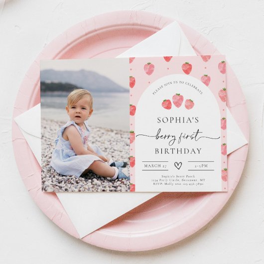 Invitation Berry First Birthday | fraise