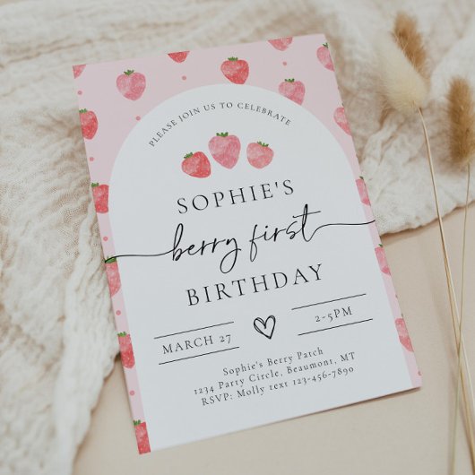 Invitation Berry First Birthday | fraise