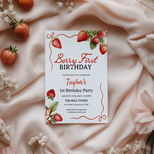 Invitation Berry First Birthday | fraise 1er