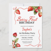 Invitation Berry First Birthday | fraise 1er (Devant)
