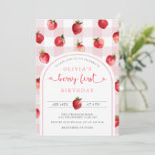 Invitation Berry First Birthday | Fraises (Debout devant)