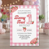 Invitation "Berry First Birthday Girl with Strawberry Theme
