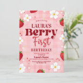 Invitation Berry First Birthday Invitation, 1er Birt Editable (Debout devant)