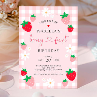 Invitation Berry First Birthday Invitation, 1er Birt Editable