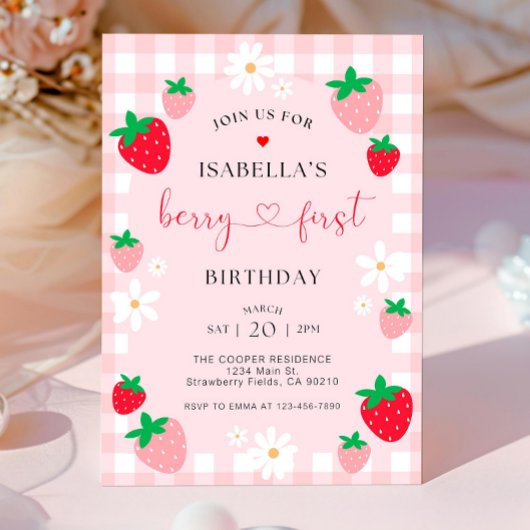 Invitation Berry First Birthday Invitation, 1er Birt Editable