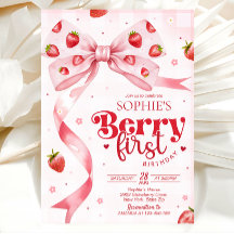 Berry first birthday invitation, 1st birthday