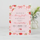 Invitation Berry First Birthday Invitation, Editable 1st Birt (Debout devant)