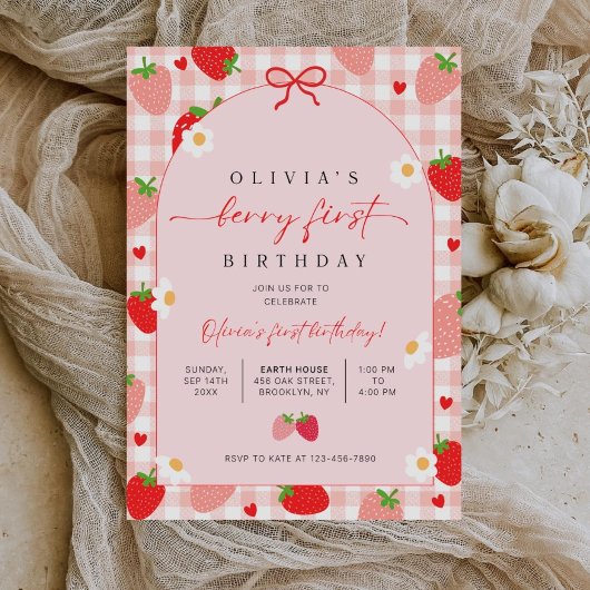 Invitation Berry First Birthday Invitation, Editable 1st Birt
