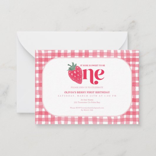 Invitation Berry First Birthday - Paille d'aquarel (Devant)