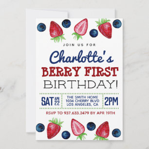 Invitation Berry First Birthday Strawberry