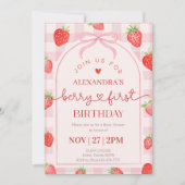 Invitation Berry First Birthday Strawberry (Devant)