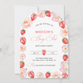 Invitation Berry First Birthday Strawberry Bow 1st Birthday (Devant)