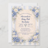 Invitation Berry First Blue Garden Party 1st Birthday (Devant)