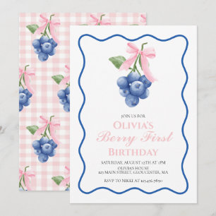 Invitation Berry First Blueberry Arc-en-ciel Anniversaire Coq