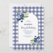 Invitation Berry First Boys Photo Blue 1er Birthday (Devant)