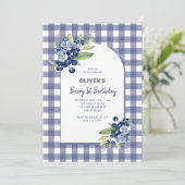 Invitation Berry First Boys Photo Blue 1er Birthday (Debout devant)