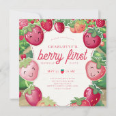 Invitation Berry First fraise Frame Sweet 1er anniversaire (Devant)