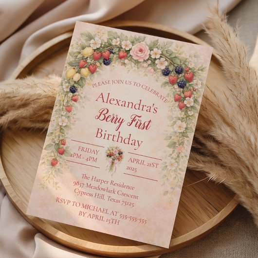 Invitation Berry First Garden 1st Birthday