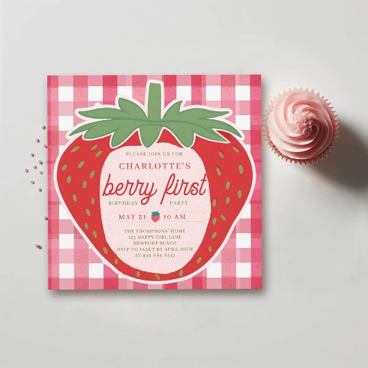 Invitation Berry First Giant Strawberry Sweet 1er anniversair
