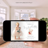 Invitation Berry First Photo Overlay 1er Anniversaire