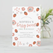 Invitation Berry First Pink Strawberry Girl Anniversaire (Debout devant)