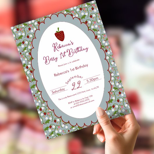 Invitation Berry First Strawberry 1er Anniversaire