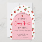 Invitation Berry First Strawberry 1er Anniversaire Photo (Devant)
