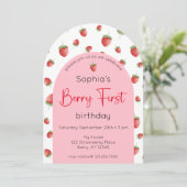 Invitation Berry First Strawberry 1er Anniversaire Photo (Debout devant)